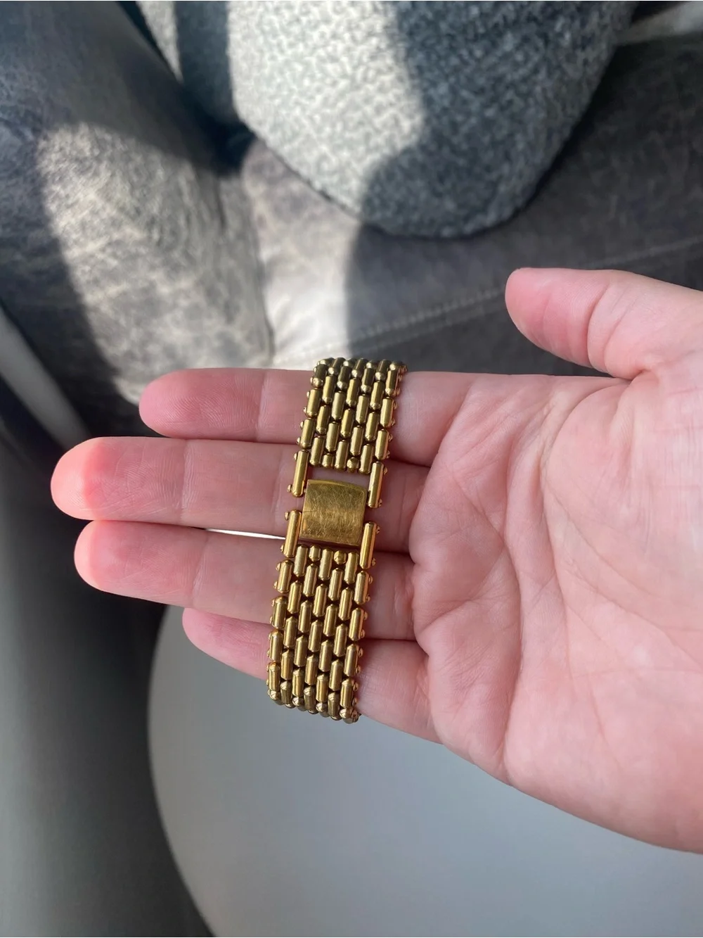 New Battery! Jean Herber Paris Women's Gold-Tone Rectangular Bracelet Watch